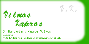 vilmos kapros business card